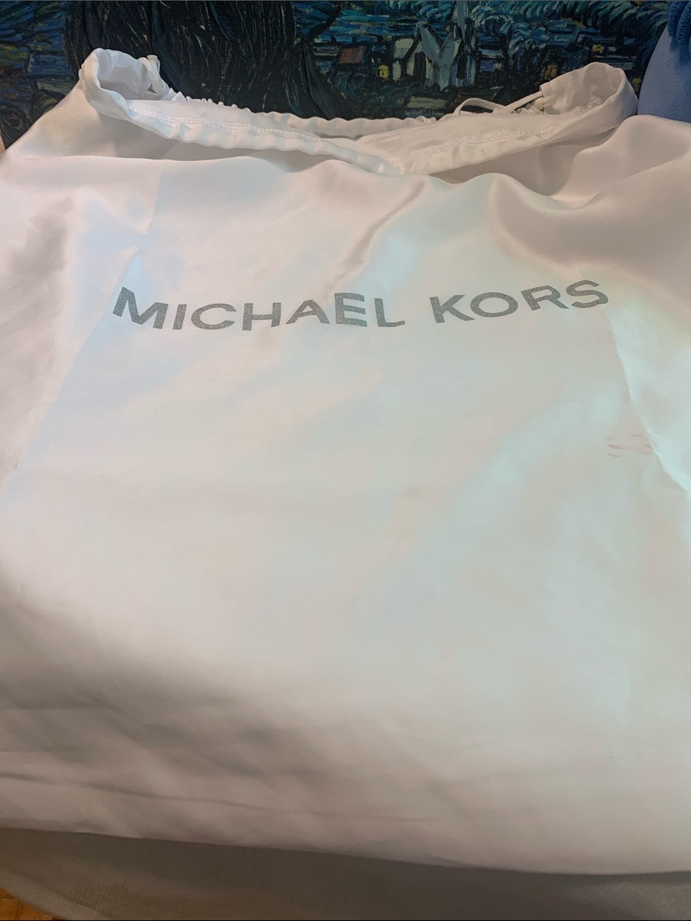 Michael Kors White Drawstring Dust Bag with Silver Logo